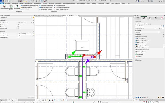 Automatische Steigstrangsymbole im Grundriss in Revit 