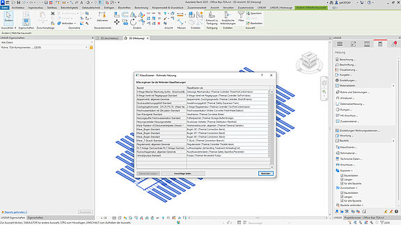 Whats New LINEAR V25 - Klassifizierungsdialog der LINEAR Solutions für Autodesk Revit