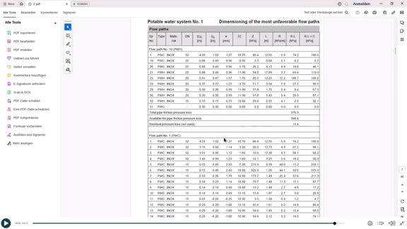 Potable Water Calculation - Simulation