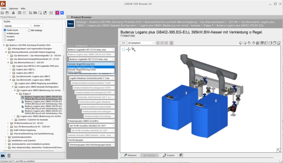 Abb. 2:  Kesselkaskade auf Basis  des LINEAR-Formates mit Konfigurations-Optionen